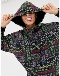 ASOS DESIGN Oversized Christmas Hoodie With Text Print In Neon Letters