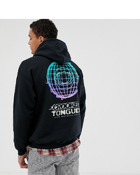 Crooked Tongues Oversized Hoodie In Black With Glow In Dark Print