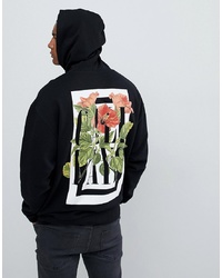 ASOS DESIGN Oversized Hoodie With Floral Back Print In Black
