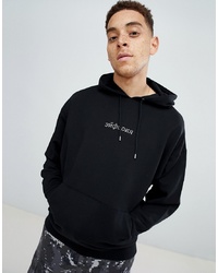 ASOS DESIGN Oversized Hoodie With Russian Text Print In Crystals