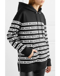Balmain Oversized Printed Cotton Jersey Hoodie