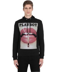 Playboy Lips Print Cotton Hooded Sweatshirt