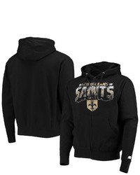 STARTE R Black New Orleans Saints Throwback Perfect Season Full Zip Hoodie Jacket