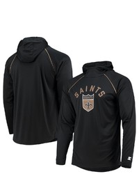 STARTE R Black New Orleans Saints Throwback Raglan Hoodie Long Sleeve T Shirt