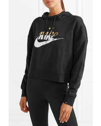 Nike Rally Cropped Printed Cotton Blend Hoodie