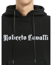 Roberto Cavalli Snake Printed Hooded Cotton Sweatshirt