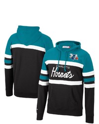 Mitchell & Ness Tealblack Charlotte Hornets Head Coach Pullover Hoodie