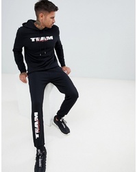 ASOS DESIGN Tracksuit Hoodieskinny Joggers With Team Turnt Text Print