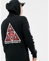 HUF X Spitfire Hoodie With Triple Triangle Back Print In Black