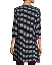 Misook 34 Sleeve Grid Print Knit Jacket Black Pattern