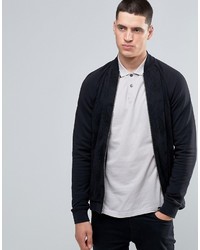Pretty Green Track Jacket With Tonal Paisley Print Body In Slim Fit Black