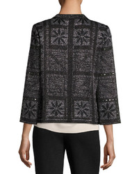 Ming Wang Studded Graphic Knit Jacket