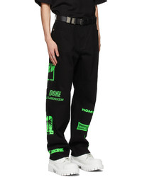We11done Black Neon Logo Jeans