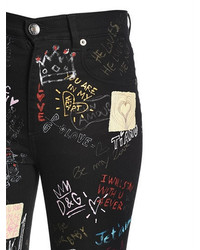 Dolce & Gabbana High Waist Printed Slim Fit Denim Jeans