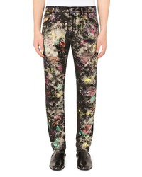 Dolce & Gabbana Marble Print Ripped Skinny Jeans