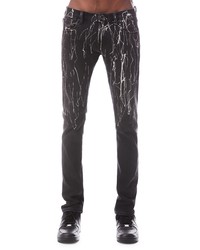 HVMAN Strat Punk Paint Splatter Stretch Super Skinny Jeans In Black Opium At Nordstrom