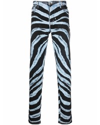 Roberto Cavalli Zebra Print Straight Leg Jeans