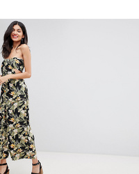 Asos Tall Asos Design Tall Bandeau Jumpsuit With Cut Out And Drape Detail In Print