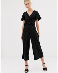 Oasis Glitter Jumpsuit With Twist Front In Black