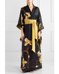 Carine Gilson Printed Silk Chiffon Kimono Black