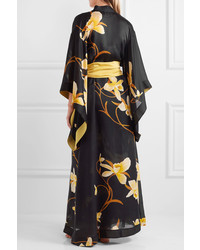 Carine Gilson Printed Silk Chiffon Kimono Black