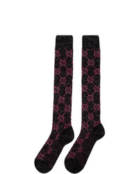 Gucci Black Lame Gg Socks