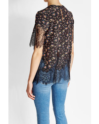 McQ by Alexander McQueen Mcq Alexander Mcqueen Printed Silk Top With Lace