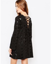 Worn By Halloween Witches Dress With Flared Sleeve Lace Up Back