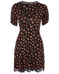 Topshop Lace Trim Ditsy Floral Print Tea Dress