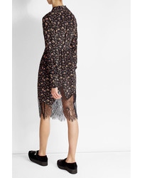 McQ by Alexander McQueen Mcq Alexander Mcqueen Printed Silk Dress With Lace