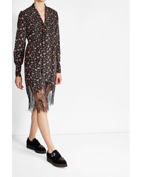 McQ by Alexander McQueen Mcq Alexander Mcqueen Printed Silk Dress With Lace