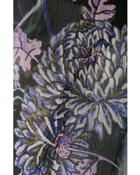Etro Printed Silk Chiffon Floor Length Dress With Lace