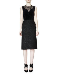Black Print Lace Sheath Dress