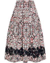 Tomas Maier Sevilla Lace Trimmed Printed Cotton Poplin Skirt