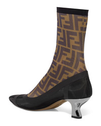 Fendi Printed Stretch Mesh Sock Boots