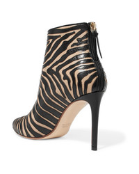 Francesco Russo Zebra Appliqud Leather Ankle Boots
