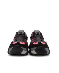 Valentino Black And Pink Garavani Vltn Wod Sneakers