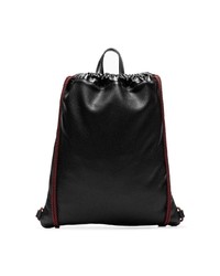 Gucci Black Leather Drawstring Backpack