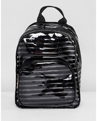 Yoki Fashion Black Striped Plastic Backpack Stripe