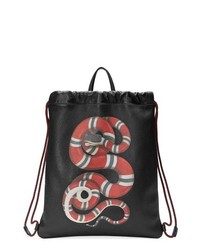 Gucci Kingsnake Leather Drawstring Backpack