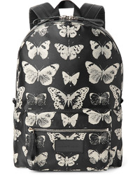 Alexander McQueen Leather Trimmed Moth Print Twill Backpack