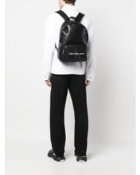 Calvin Klein Jeans Logo Print Calf Leather Backpack
