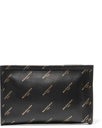 Balenciaga Bazar Printed Leather Shoulder Bag Black