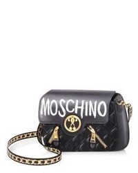Moschino Logo Print Leather Shoulder Bag