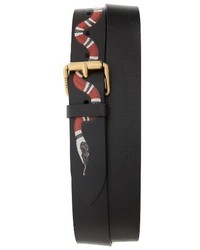 Gucci Snake Print Leather Belt