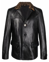 Versace La Greca Leather Blazer