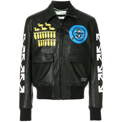 Off-White Skyline leather bomber jacket - Black