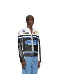Versace White And Black Ford Edition Patchwork Logo Jacket