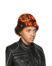 Marine Serre Black And Orange Leather Fire Bucket Hat