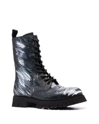 Moschino Paint Splatter Combat Boots